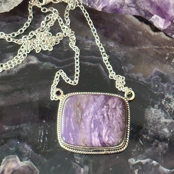 Charoite southwestern sterling silver necklace - Picture 5 of 8